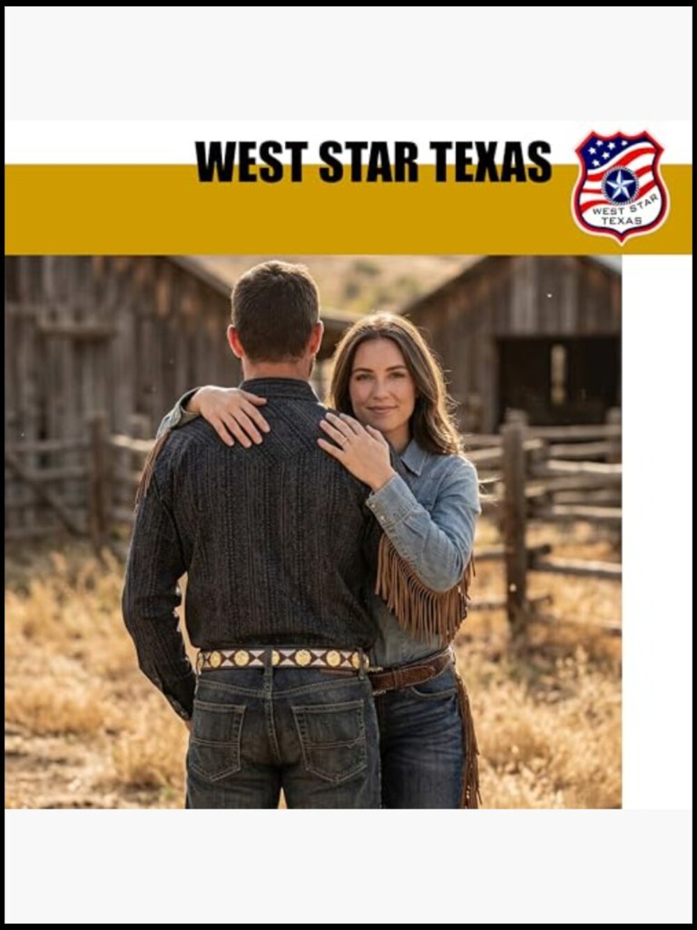 Genuine Leather Western Concho Belt with Tooled Design - Picture 5 of 7
